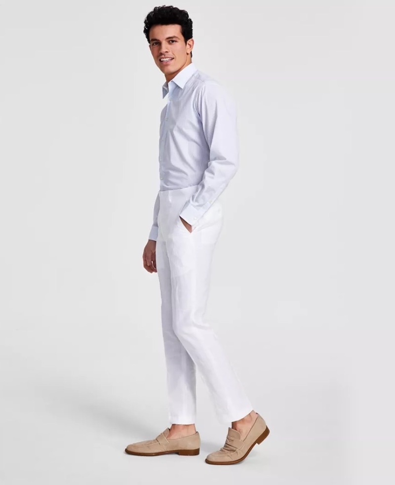 Bar III Slim-fit Linen Suit Pants » Men's White Linen Outfit Inspiration: Summer Chic Bar III Slim-fit Linen Suit Pants