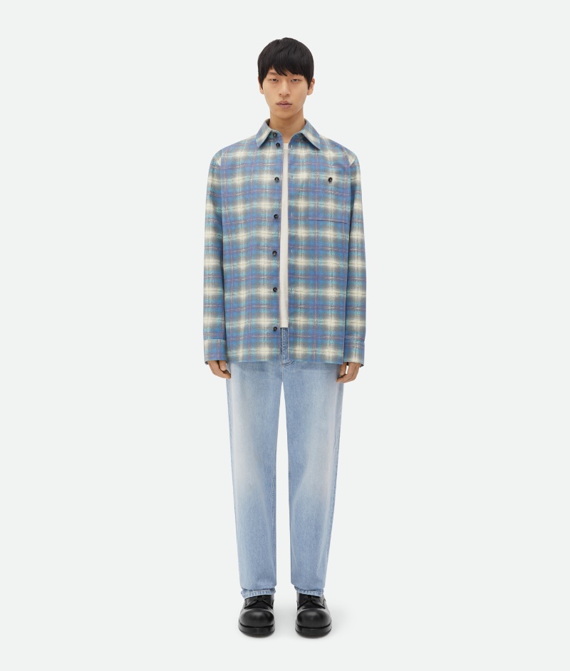 Bottega Veneta Relaxed Fit Flannel-Printed Leather Shirt