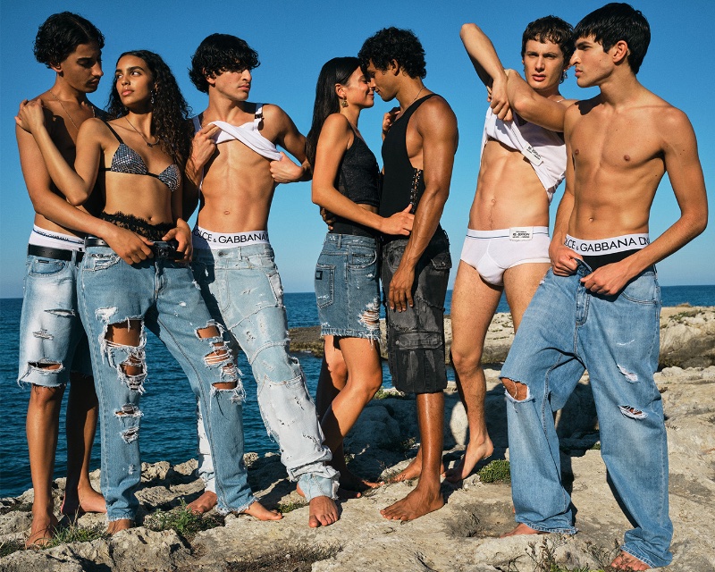 Dolce & Gabbana enlists Zaccaria, Noemi Kassa, Mohamed Samy, Giorgia Pegoraro, Mehdi Douache, Gabriele Gratti, and Ahmed Ramy as the stars of its spring-summer 2023 Re-Edition underwear campaign.