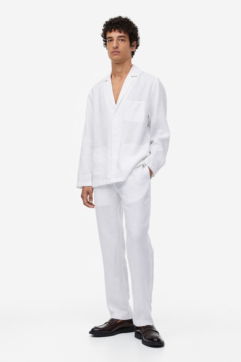 HM Men Regular-fit Linen Pants White » Men's White Linen Outfit Inspiration: Summer Chic HM Men Regular-fit Linen Pants White