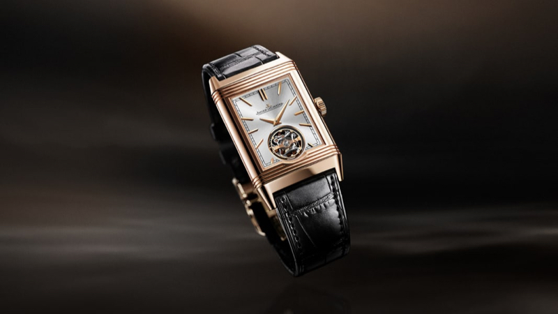 Jaeger-LeCoultre Reverso Tribute Duoface Tourbillon timepiece in pink gold.