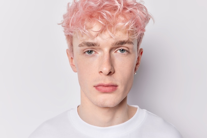 Man Curly Pink Hair