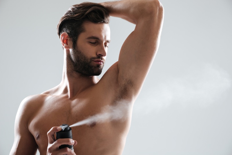 Man Deodorant Body Spray Shirtless