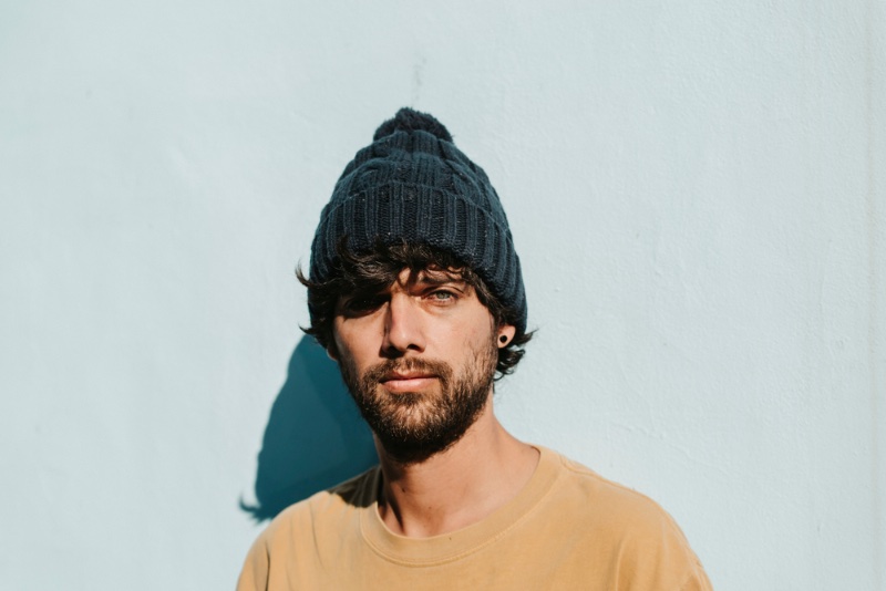 Man Wearing Knit Beanie