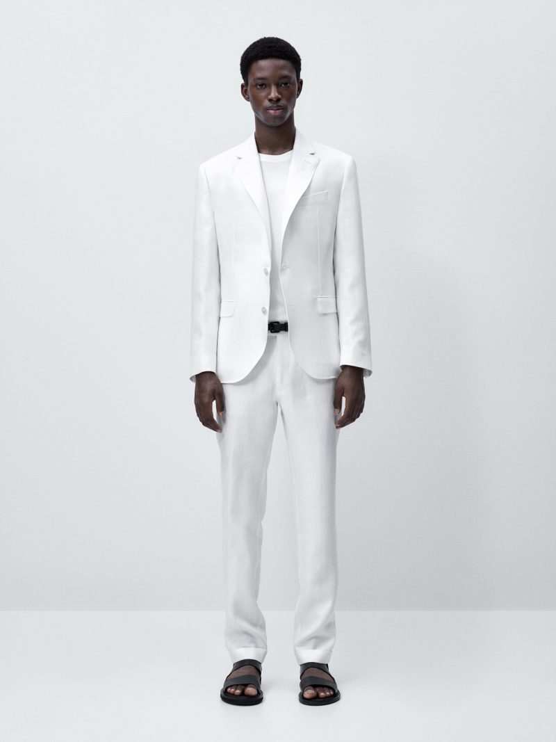 Massimo Dutti 100 Percent 1 Linen Suit Blazer » Men's White Linen Outfit Inspiration: Summer Chic Massimo Dutti 100 Percent 1 Linen Suit Blazer