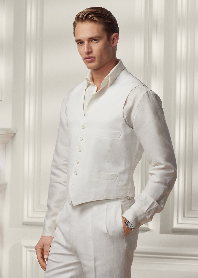 Ralph Lauren Cotton-Linen Herringbone Vest