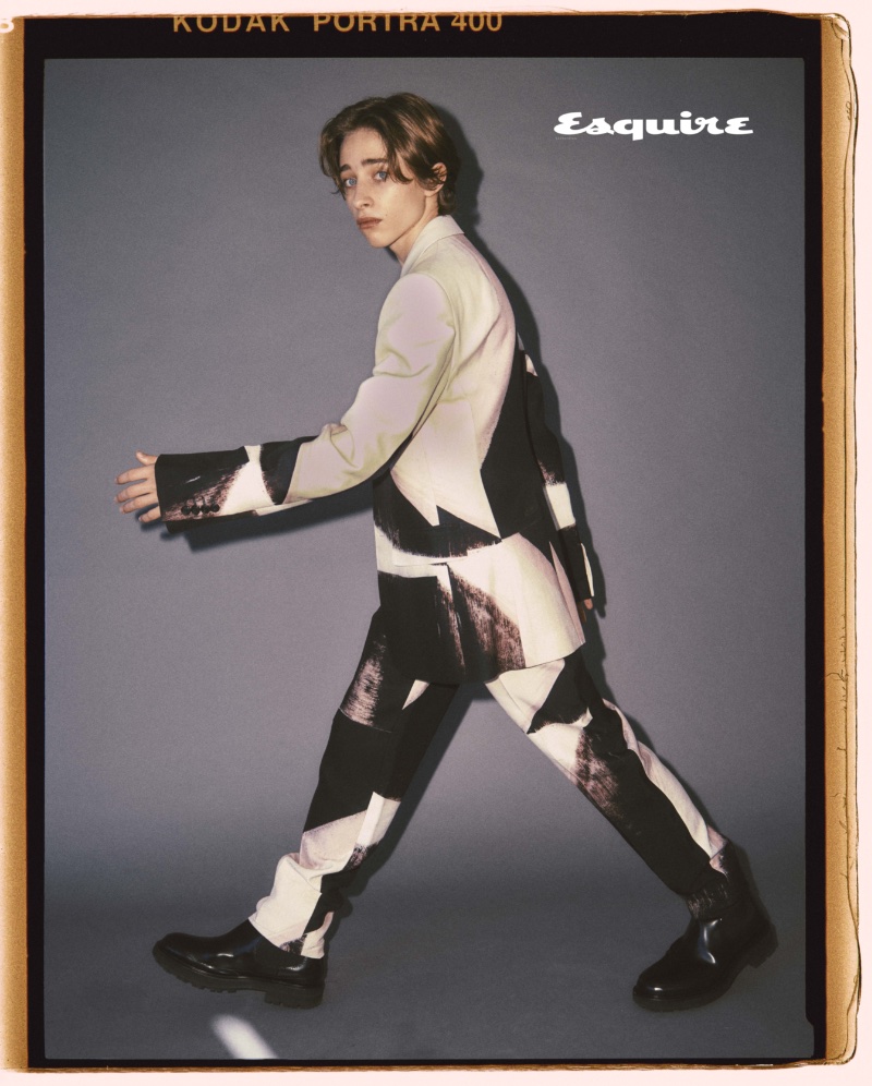 Actor Raphael Luce rocks a graphic black and white suit with boots from Alexander McQueen. » Raphael Luce Brings His Fashion A-Game for Esquire Kazakhstan Actor Raphael Luce rocks a graphic black and white suit with boots from Alexander McQueen.