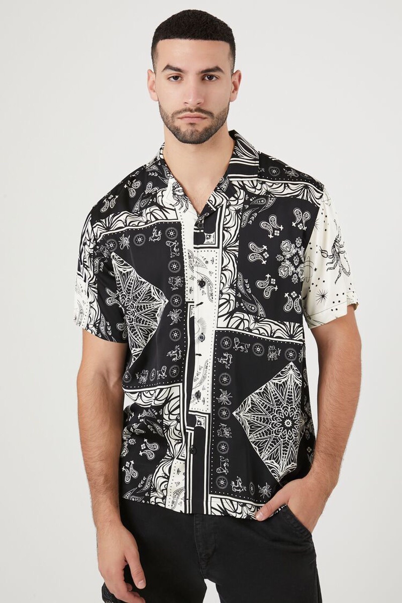 Satin Colorblock Paisley Print Shirt Forever 21