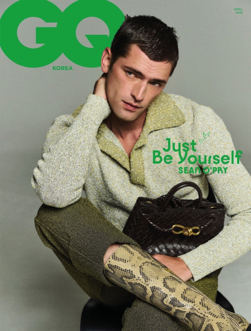 Sean O'Pry covers GQ Korea's April 2023 issue in Bottega Veneta.