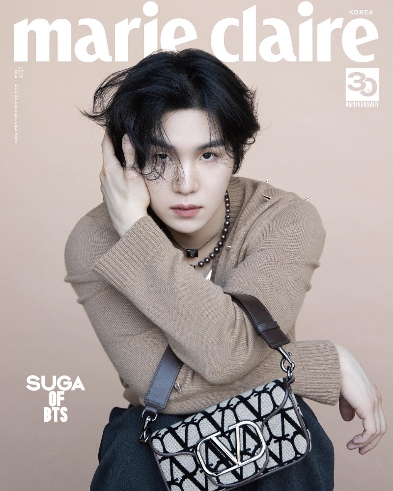 Suga 2023 Marie Claire Korea Cover Valentino Loco Mini Bag » Suga Covers Marie Claire Korea in Valentino Suga 2023 Marie Claire Korea Cover Valentino Loco Mini Bag