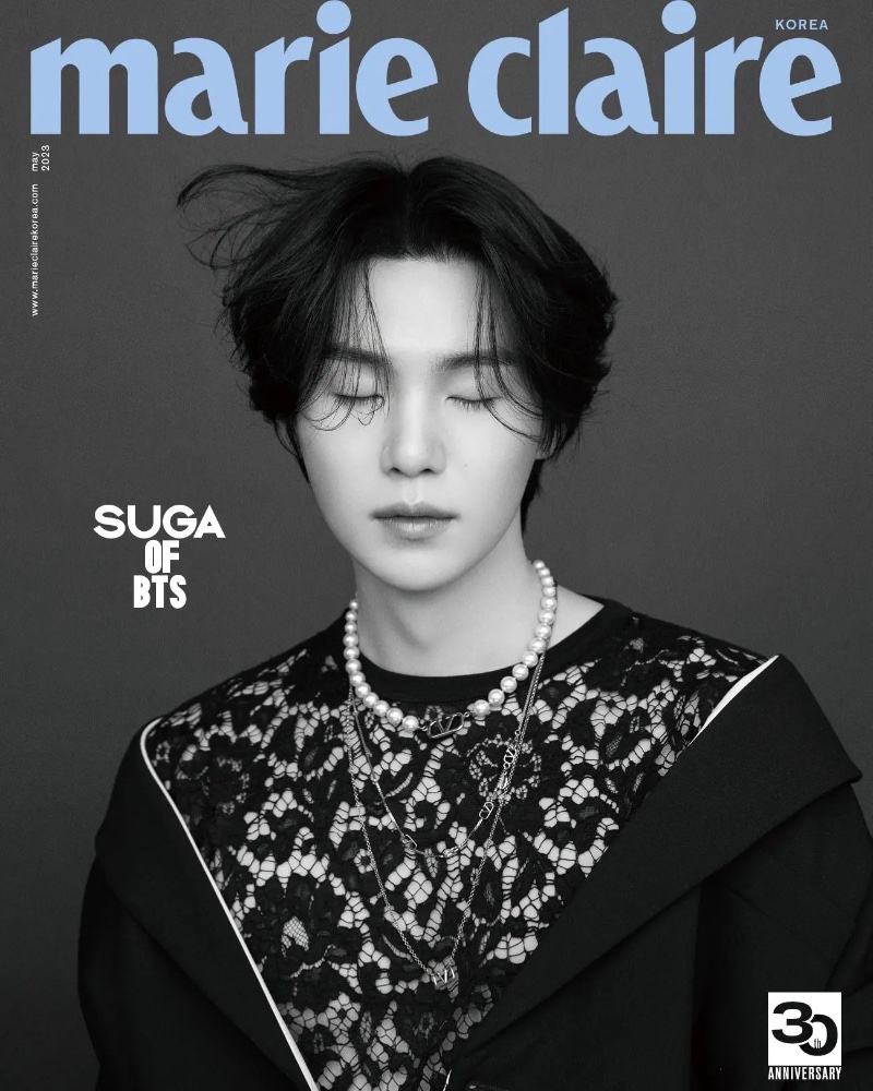 Suga Covers Marie Claire Korea in Valentino