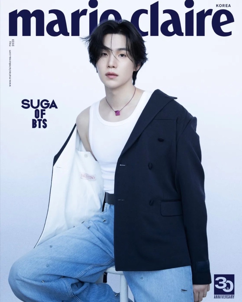 Suga Covers Marie Claire Korea in Valentino