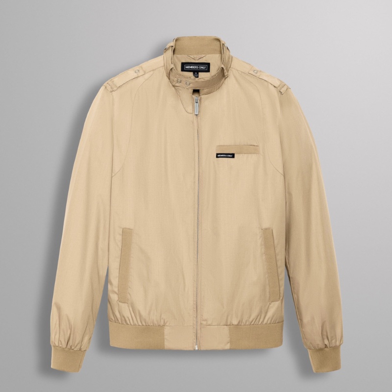 80s Fashion Men Members Only Jacket Khaki