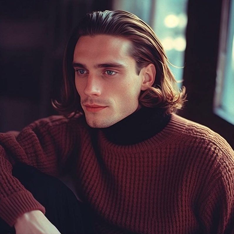90s Fashion Men Turtleneck Sweater