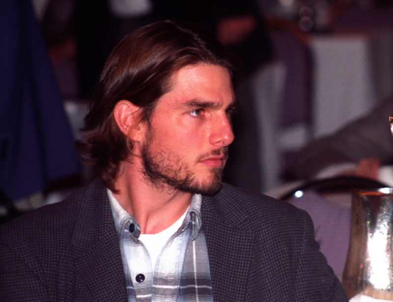 Tom Cruise wears a flannel shirt with a sport coat circa 1992.
