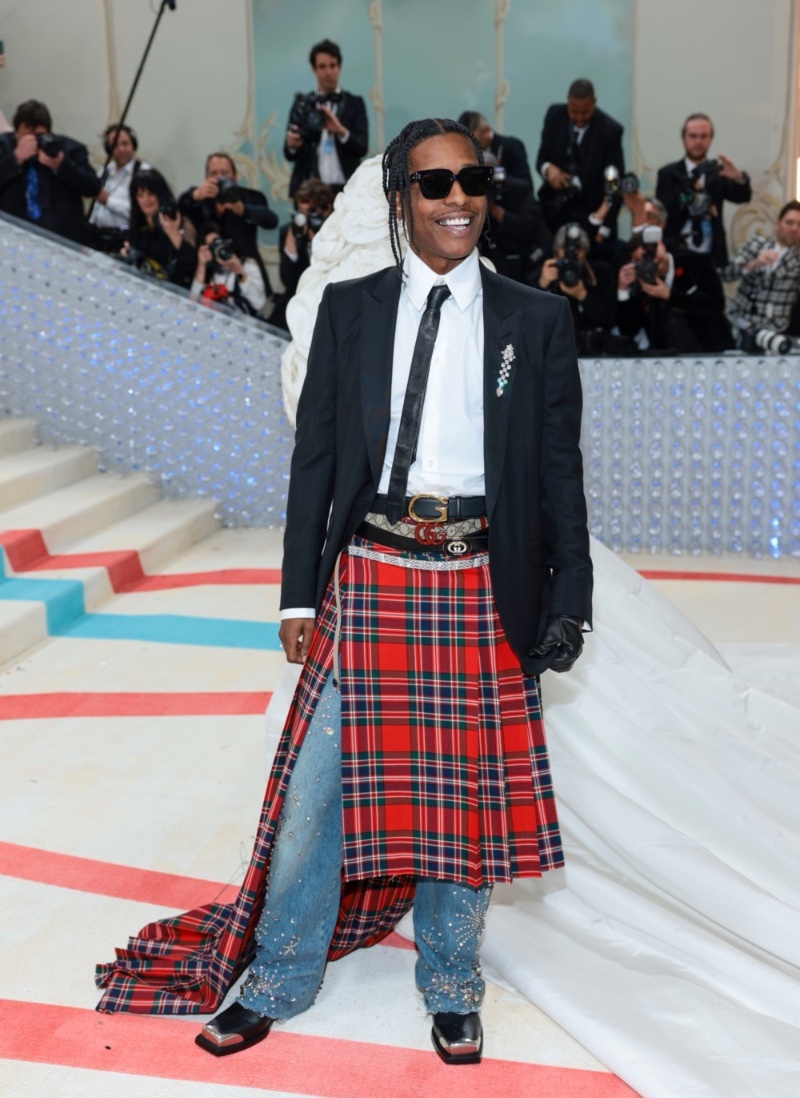 A$AP Rocky dons Gucci for the 2023 Met Gala.