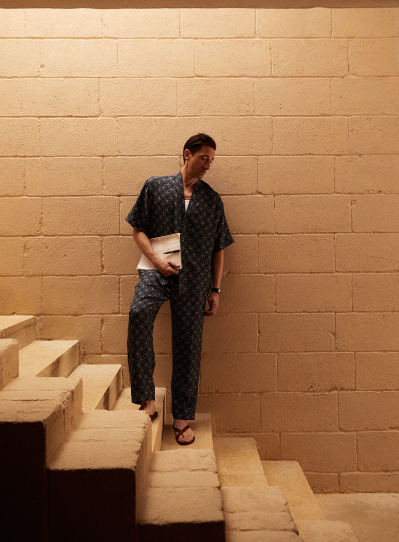 Taking up the spotlight, Adrien Brody rocks a CO-ORD outfit for Kith's summer 2023 campaign.