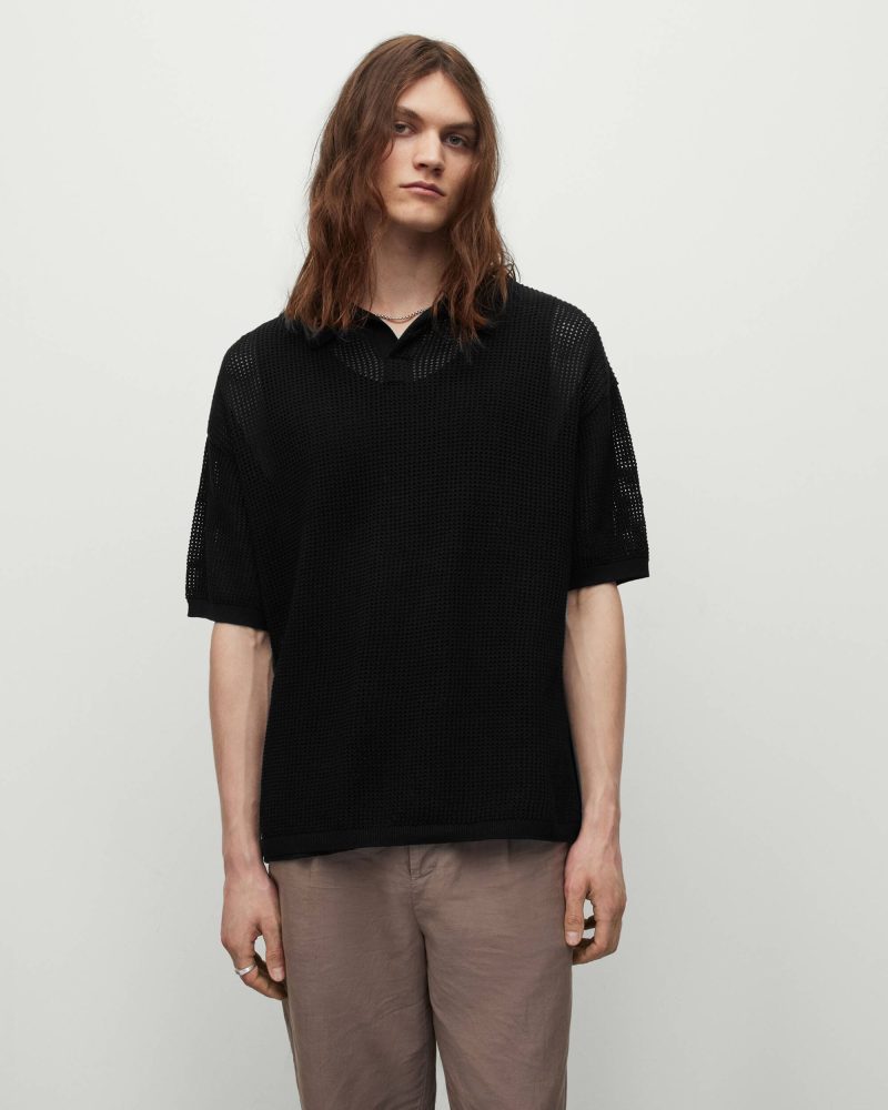 AllSaints Corbi Oversized Polo Shirt » AllSaints Summer 2023: A Rebellious Breeziness AllSaints Corbi Oversized Polo Shirt