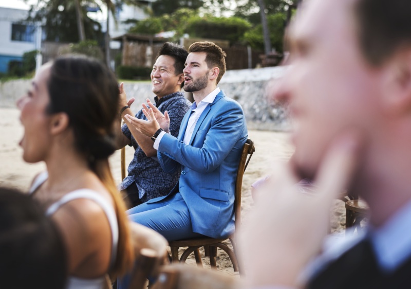 Beach Wedding Attire for Men Guests Blue Suit