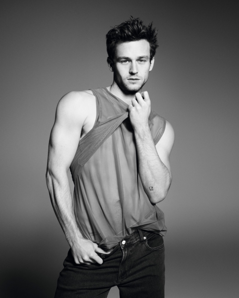 Photo-ready, Brandon Flynn appears in Calvin Klein's 2023 Pride campaign. 