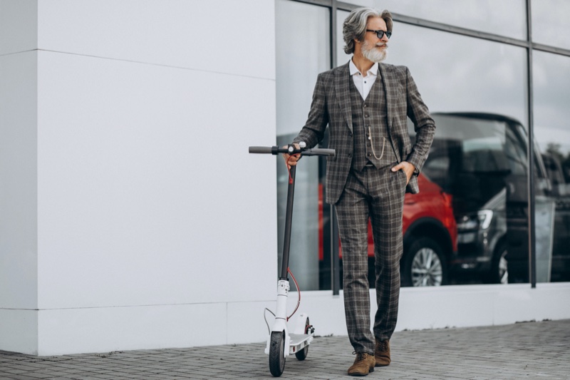 Checkered Formal Suit Older Man