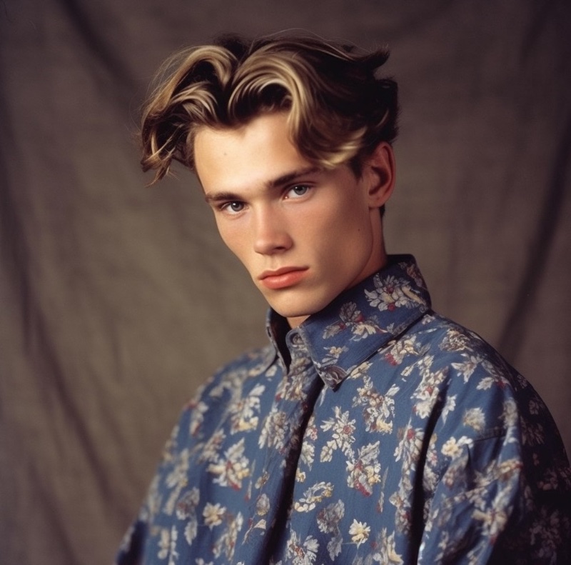 Popularized by celebrities such as Leonardo DiCaprio, layered hairstyles with curtain bangs were trendy.