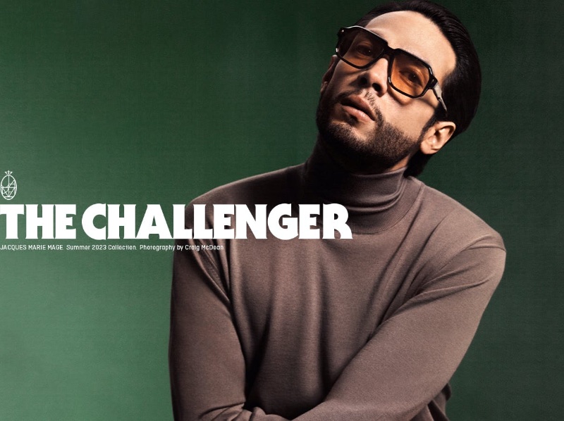 Diego Calva rocks The Challenger sunglasses for Jacques Marie Mage's summer 2023 campaign. 