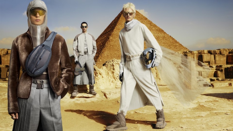 Hazem Aly, Yang Hao, and Loris Moine appear in Dior Men's fall 2023 campaign.