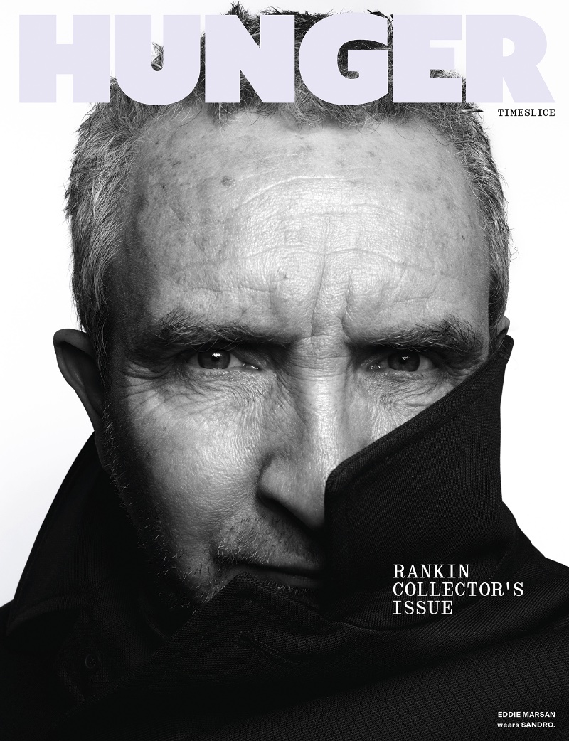 English actor Eddie Marsan covers Hunger magazine in a Sandro coat. 