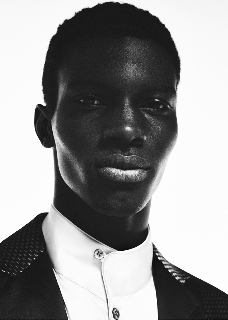 Momo Ndiaye is the face of the new Giorgio Armani Los Angeles Evening collection.