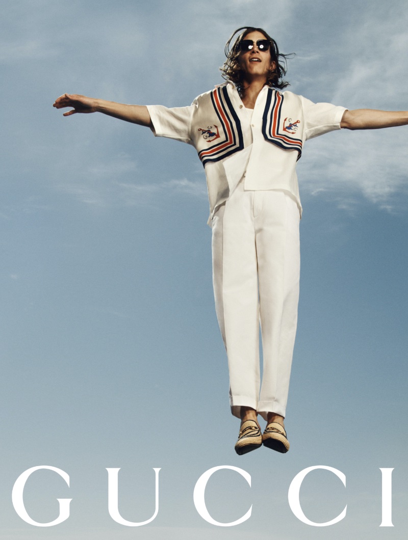 Pierce Abernathy stars in the Gucci Summer Stories campaign for 2023.