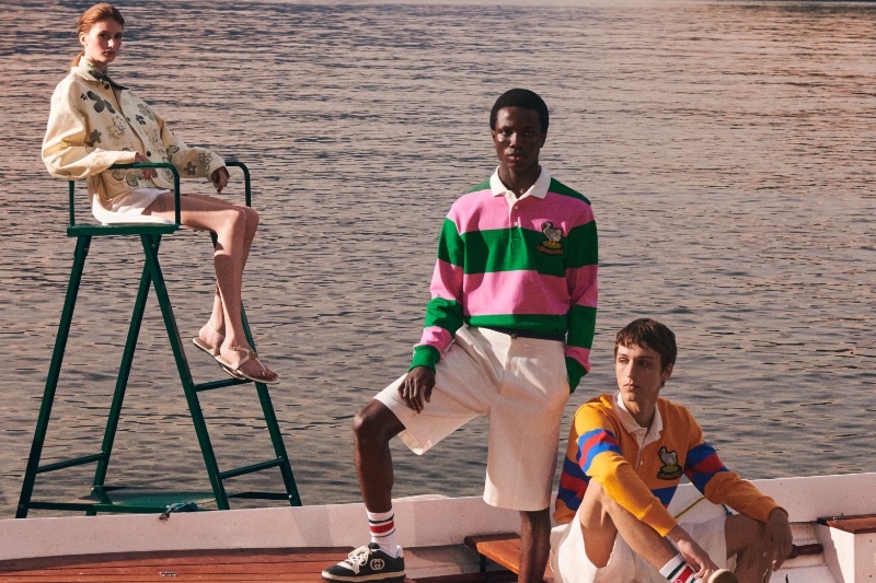 Rowing Blazers rugby shirts take the spotlight in the Gucci Vault summer 2023 campaign.