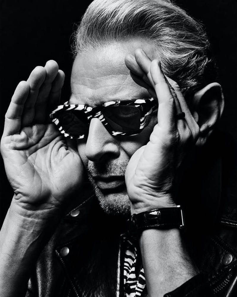 Collaborating with Jacques Marie Mage, Jeff Goldblum wears his zebra print JEFF sunglasses.