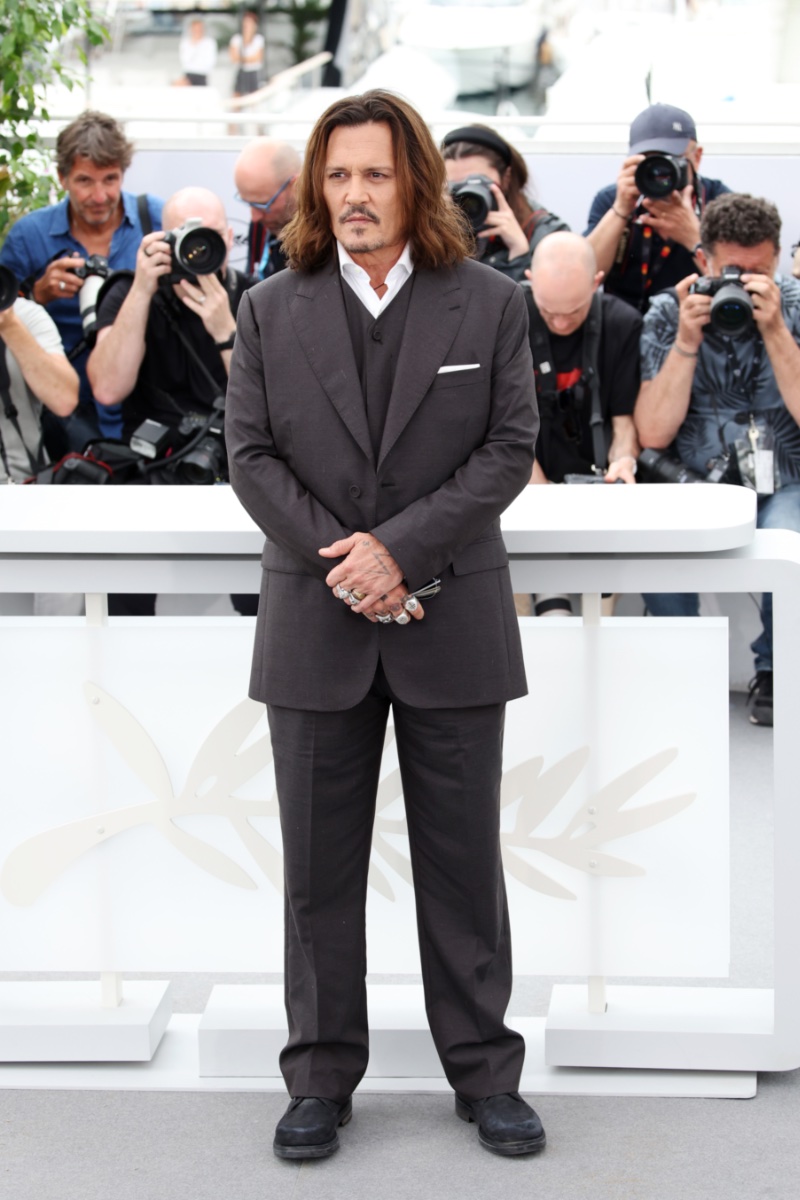Johnny Depp wears Dior Men to the Jeanne du Barry photocall at the 76th annual Cannes film festival on May 17, 2023.