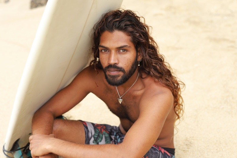 Long Curly Hair Men Beach Highlights