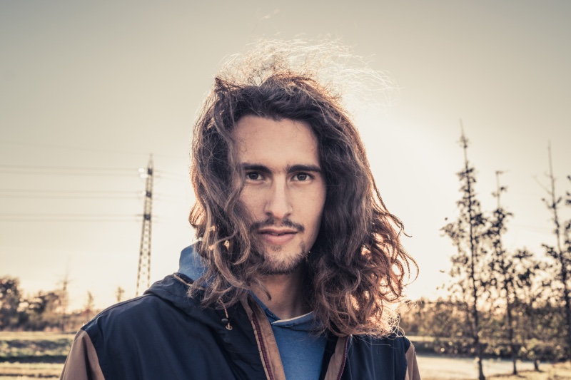 Long Curly Hair Men Windswept