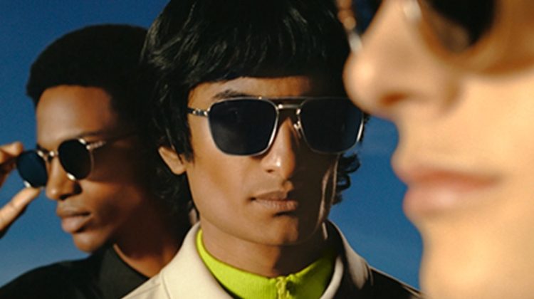 Models Claudio Tibunga, Rishi Robin, and Teo Fortin star in Louis Vuitton's LV Signature sunglasses collection campaign.