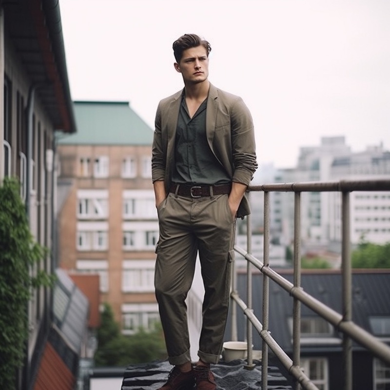 Male Model Cargo Pants Sport Coat