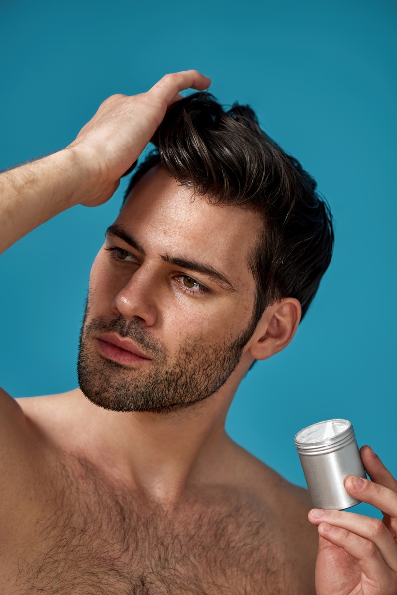 Man Applying Gel Pomade Hair