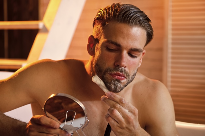 Man Shaving Beard Tub