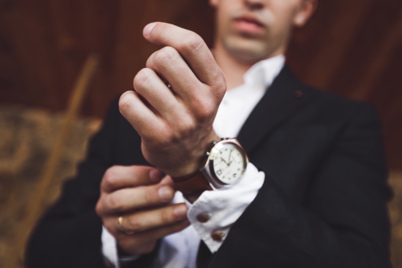 Man Wearing Watch Cropped Image