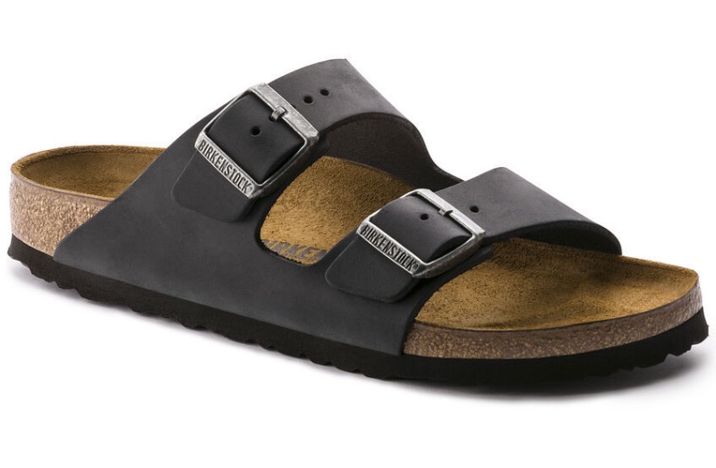 Men's Summer Fashion Birkenstock Arizona Oiled Leather Sandals Black