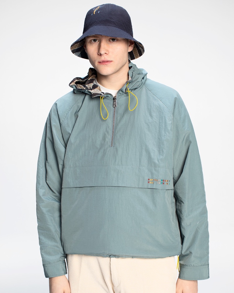 Noah Bunink wears a reversible bucket hat with a wool-blend hooded jacket and ecru seersucker corduroy trousers from the Paul Smith + Pop Trading Company capsule collection. » Paul Smith & Pop Trading Company Redefine Skate Fashion Noah Bunink wears a reversible bucket hat with a wool-blend hooded jacket and ecru seersucker corduroy trousers from the Paul Smith + Pop Trading Company capsule collection.