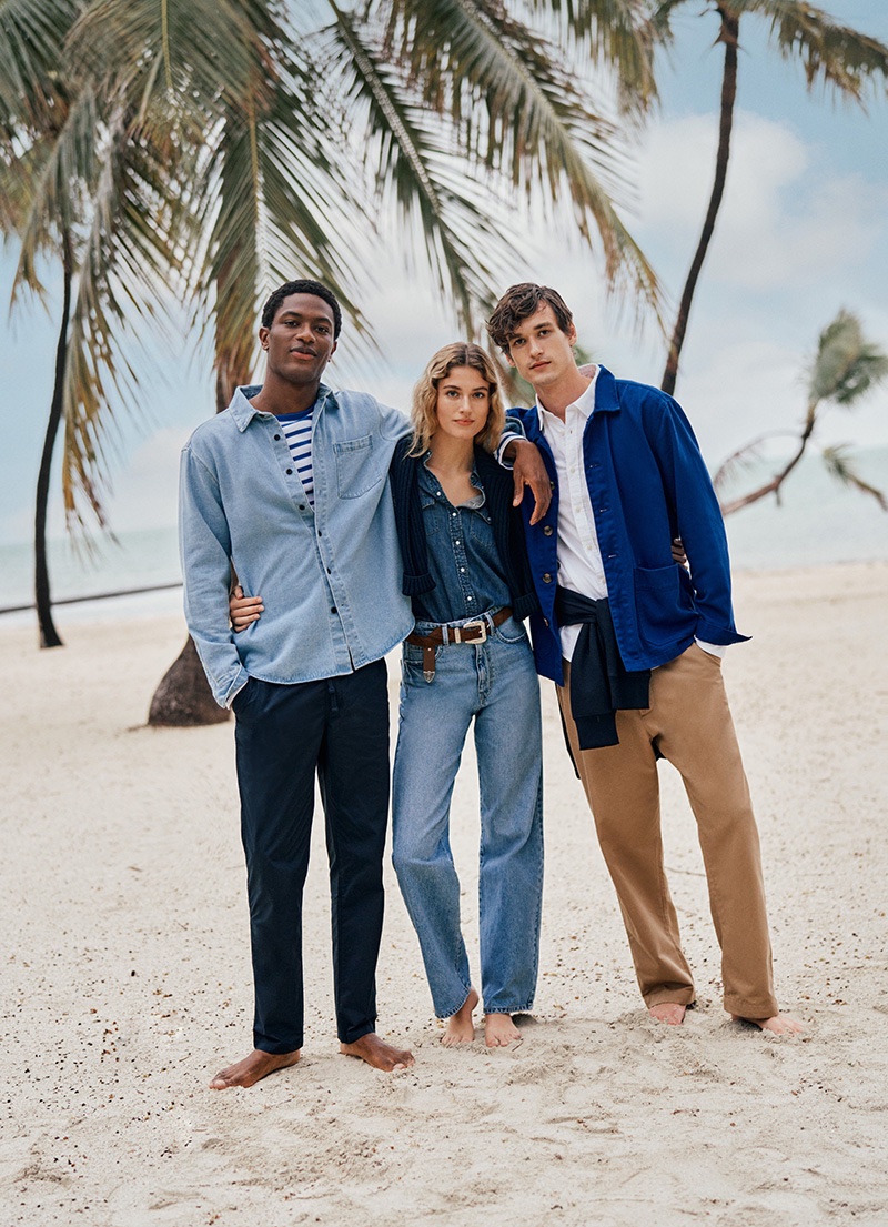 Sporting preppy style, Hamid Onifade, Altyn Simpson, and Jegor Venned star in Piombo's spring 2023 campaign.