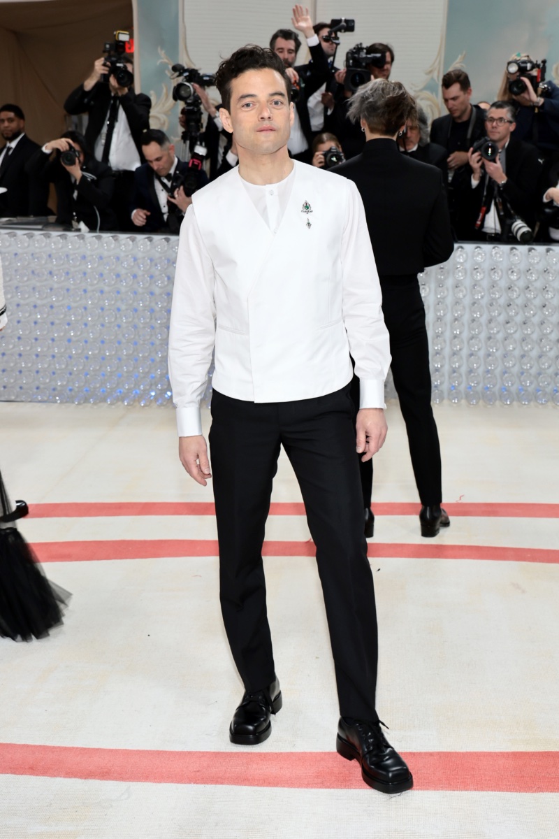 Rami Malek wears Prada to the 2023 Met Gala.