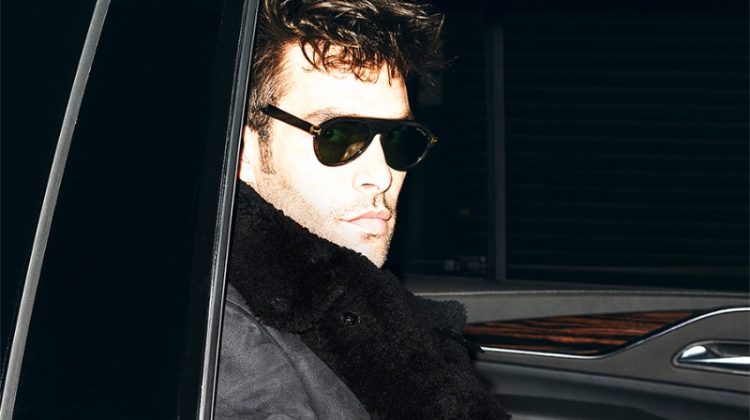 Riding in a black car, Jon Kortajarena fronts the Tom Ford Private Collection campaign.