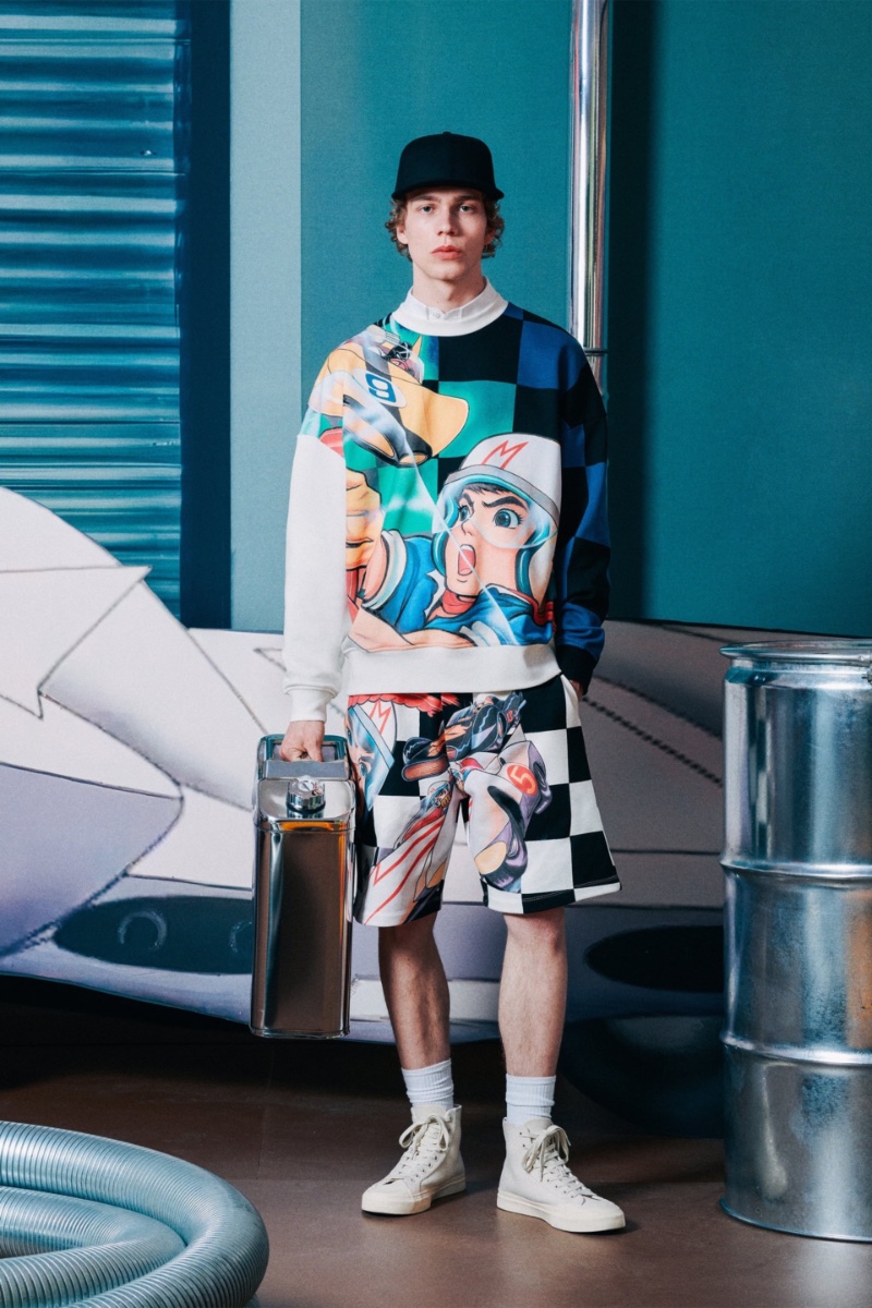 Aaron Lazar models a checkered graphic look from the Zara + Speed Racer capsule collection. » Fast Fashion: Zara's Sporty Speed Racer Collab Aaron Lazar models a checkered graphic look from the Zara + Speed Racer capsule collection.