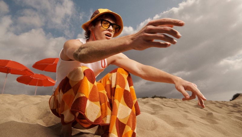 Yeray Allgayer hits the beach for the Zara x Standard Procedure capsule collection.