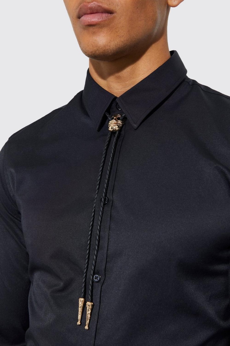 Cowboy Style Men Skull Bolo Tie Boohooman