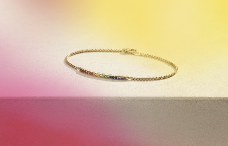 Bring soft glamour to your look with this David Yurman Cable Collectibles Pavé Bar Chain Bracelet. » David Yurman Celebrates Pride with Rainbow Jewelry Bring soft glamour to your look with this David Yurman Cable Collectibles Pavé Bar Chain Bracelet.